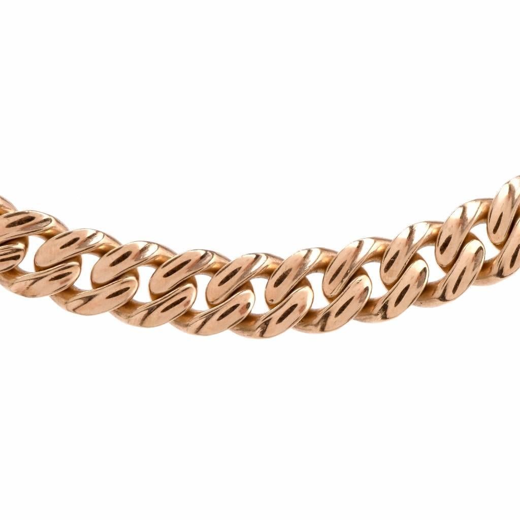 Women's or Men's 1980s Italian Heavy Cuban Gold Curb Link Choker Chain Necklace