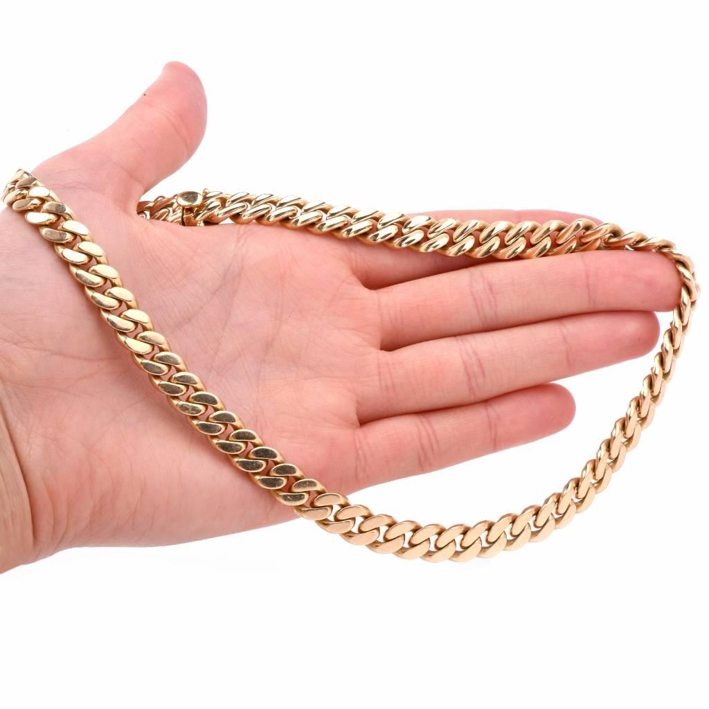 1980s Italian Heavy Cuban Gold Curb Link Choker Chain Necklace 3