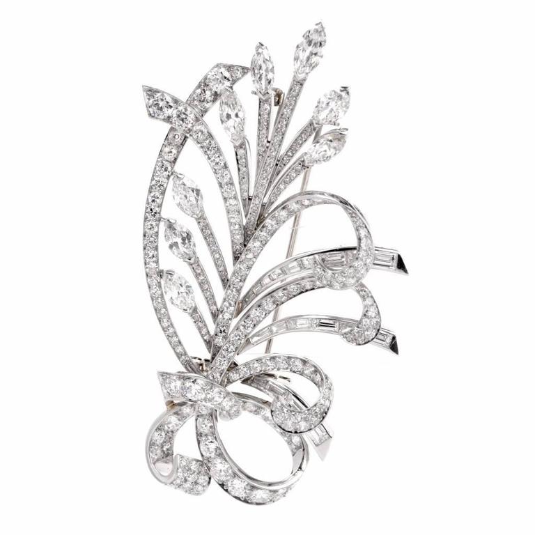 19606's Large Diamond Platinum Floral Bouquet Lapel Brooch For Sale at ...