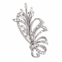 Retro Large Diamond Platinum Floral Bouquet Lapel Brooch 8