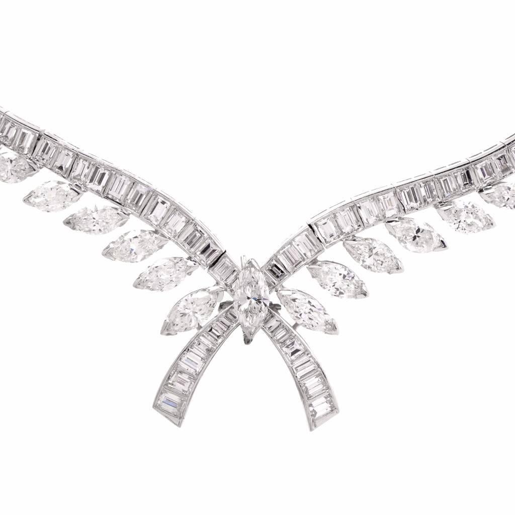Celebrity 33,01 Karat Baguette Birne Diamant Platin Tropfen-Halskette im Angebot 1