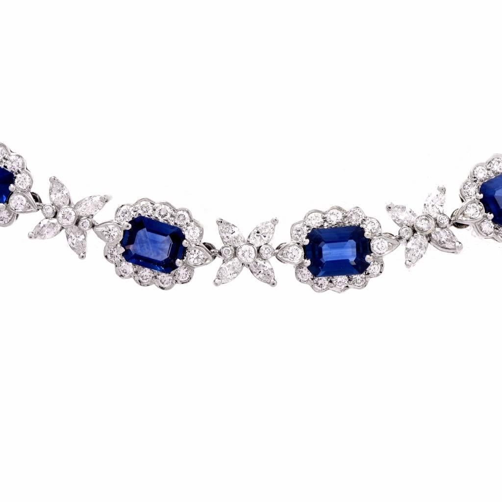 Sapphire Diamond Cluster Link Necklace and Bracelet 1