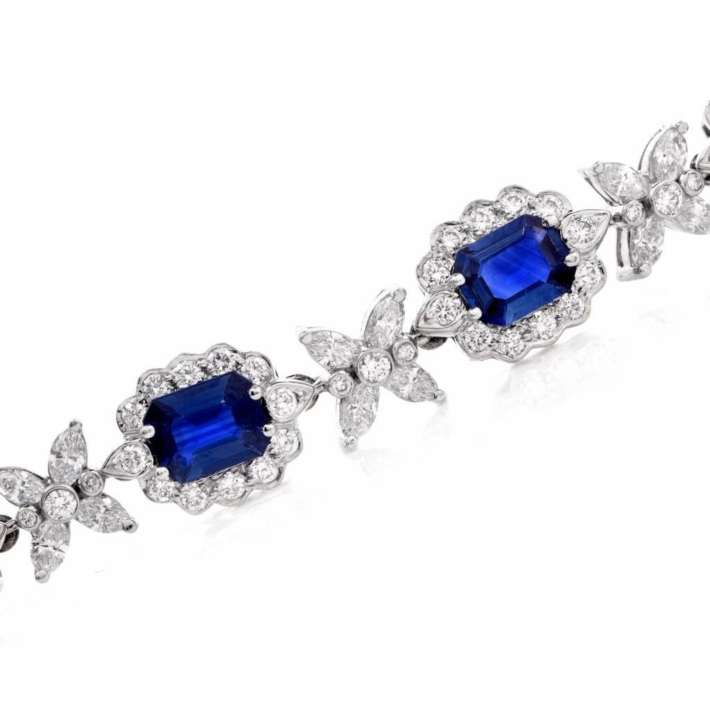 Sapphire Diamond Cluster Link Necklace and Bracelet 2
