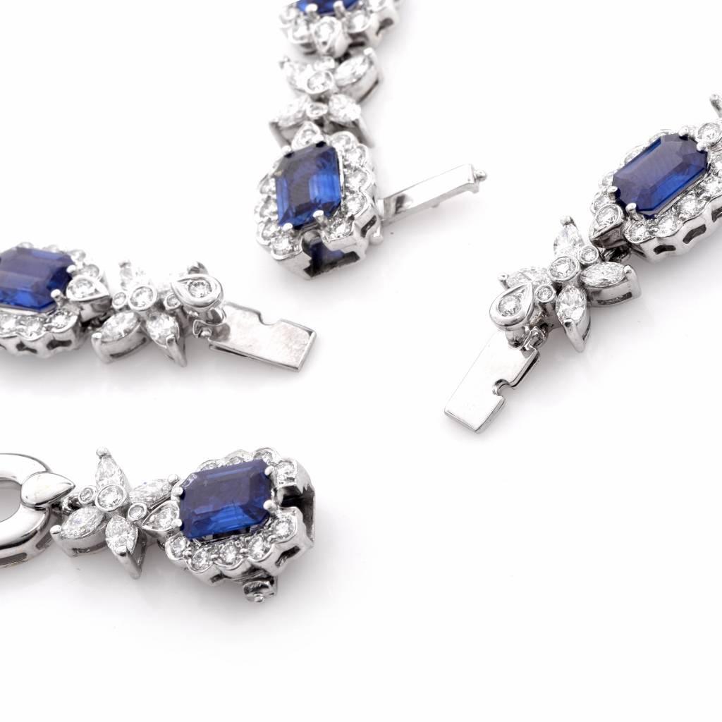 Sapphire Diamond Cluster Link Necklace and Bracelet 3