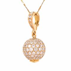 1980s Globe Diamond Yellow Gold Pendant Enhancer