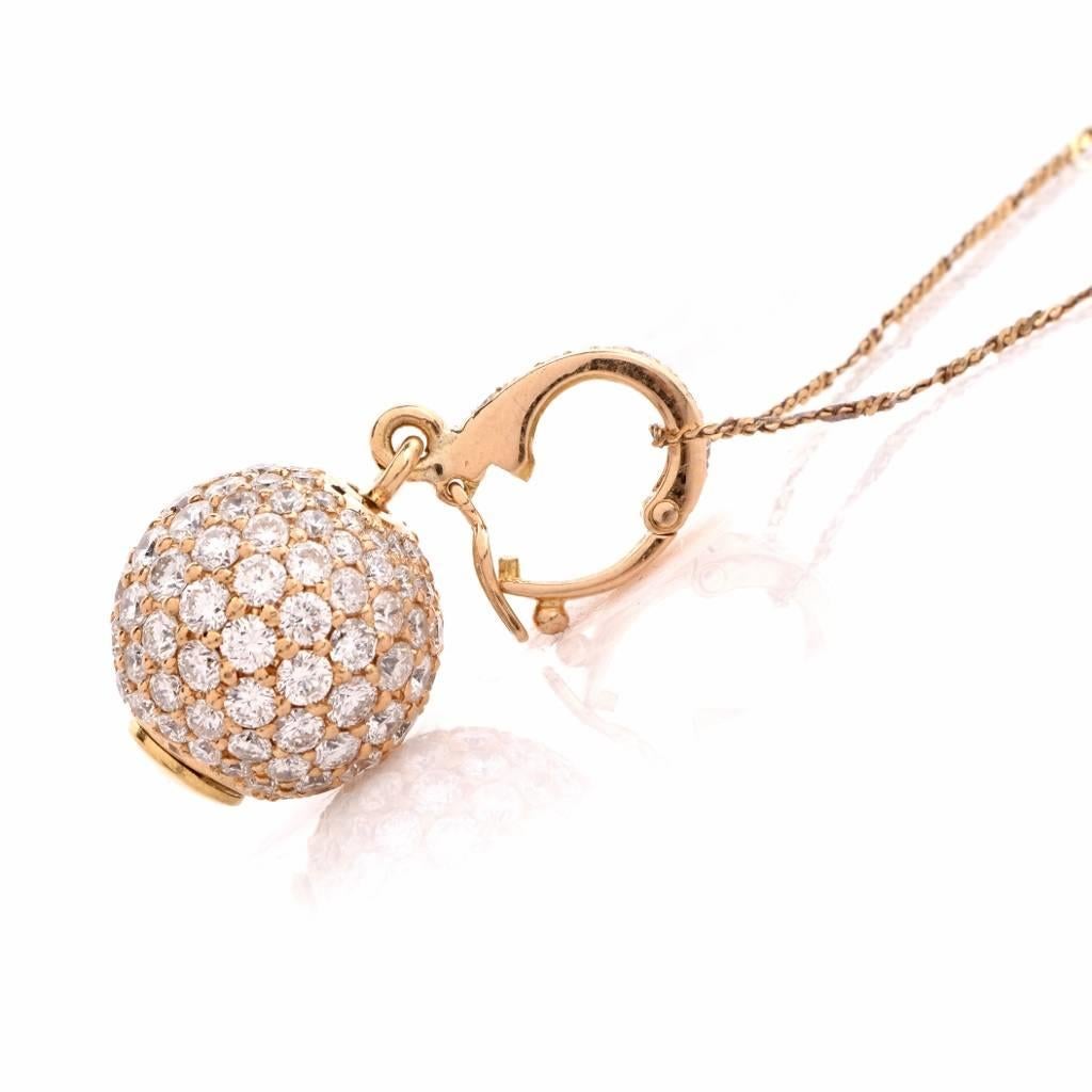 Women's 1980s Globe Diamond Yellow Gold Pendant Enhancer