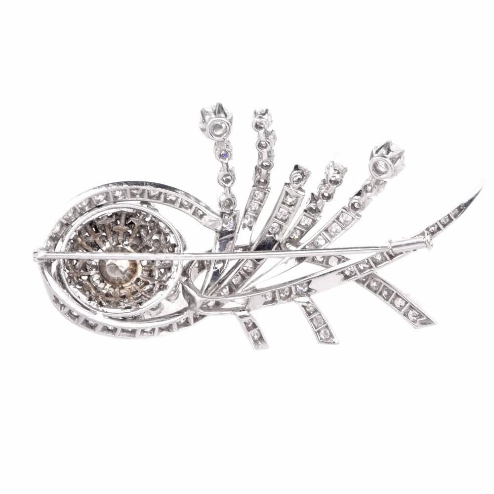 7.80 Carat Diamond Pearl Platinum Floral Bouquet Pin Brooch 2