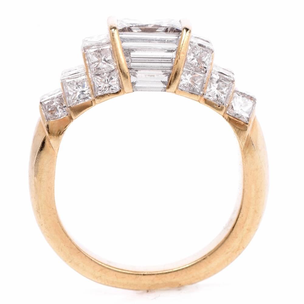 1.04 Carat GIA Certified Princess Diamond Gold Engagement Ring In Excellent Condition In Miami, FL