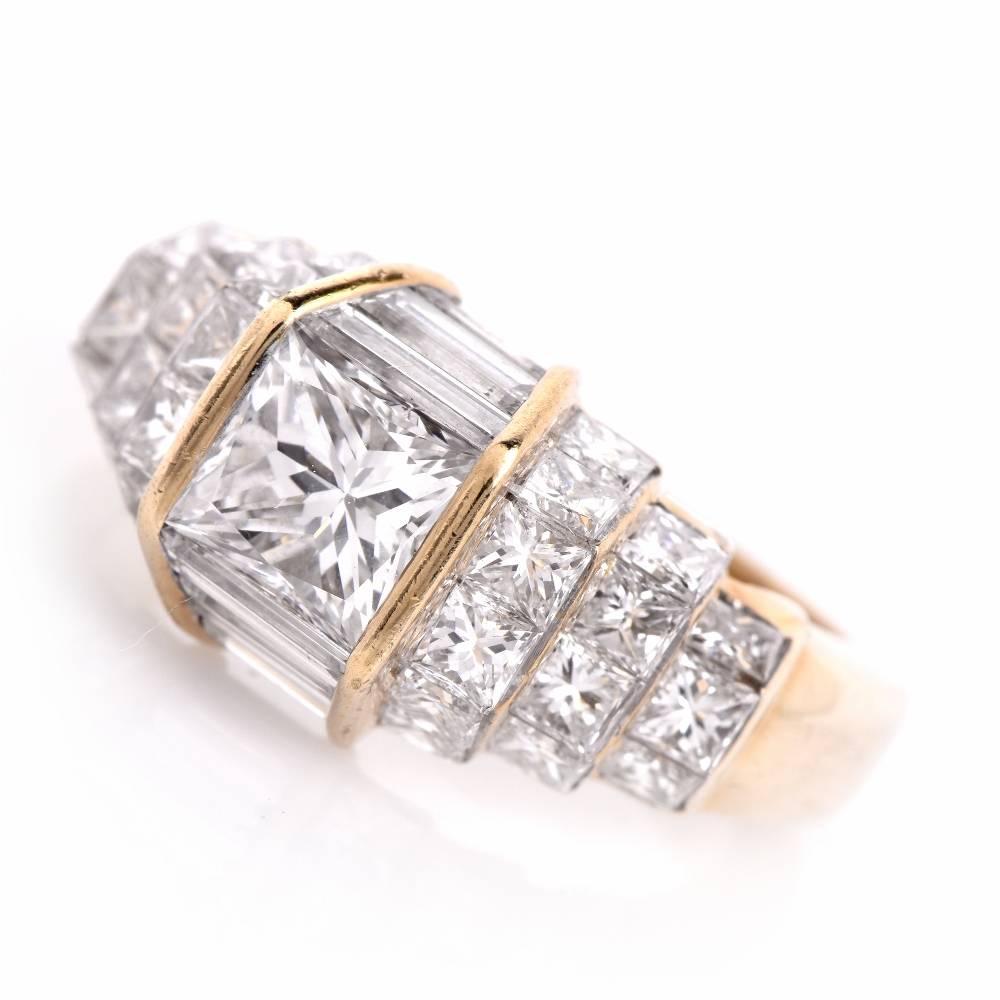 1.04 Carat GIA Certified Princess Diamond Gold Engagement Ring 1