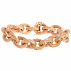 Stylish Woven Mesh Yellow Gold Oval Link Bracelet 8
