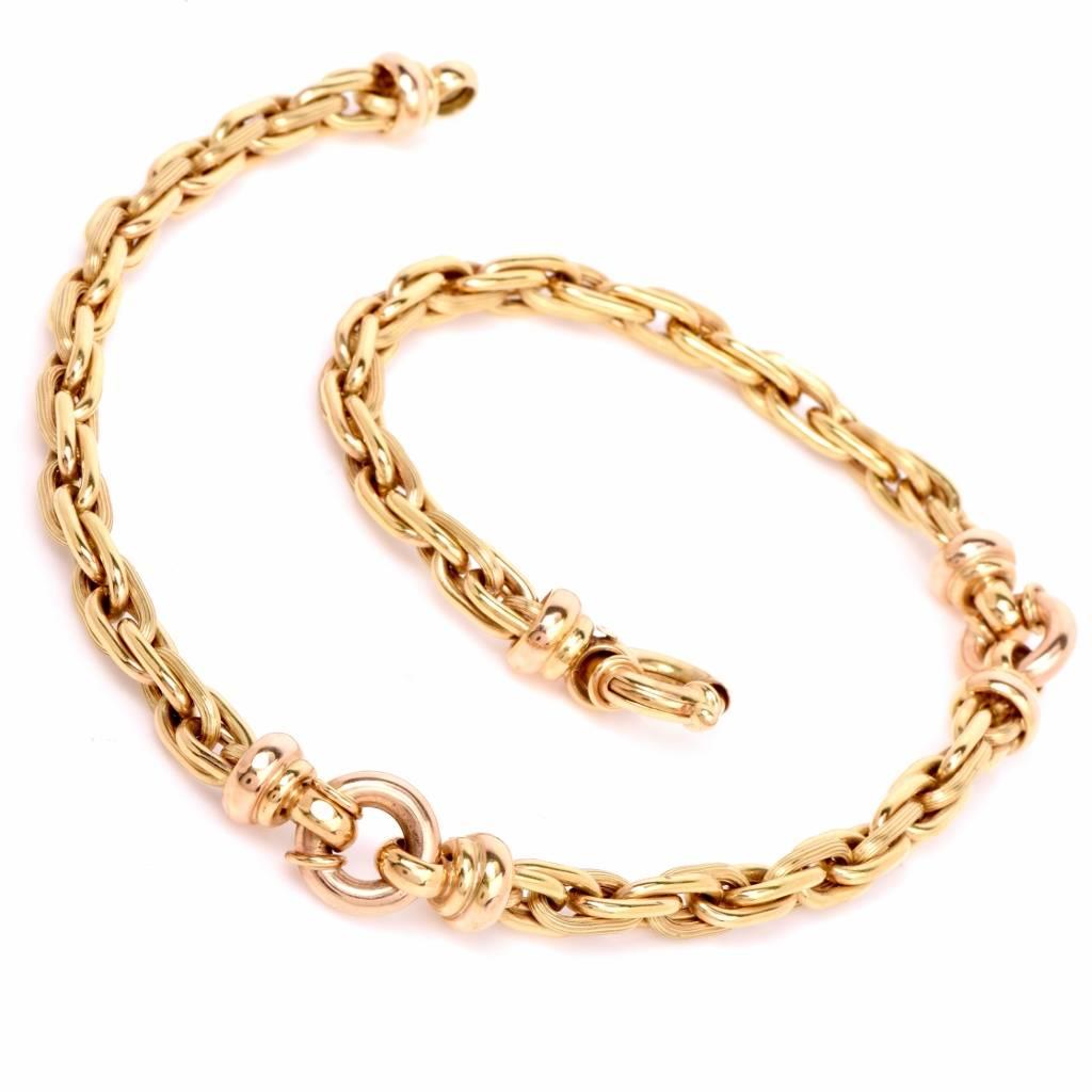 Women's Fancy Italian Ovular Gold Link Choker Chain Necklace