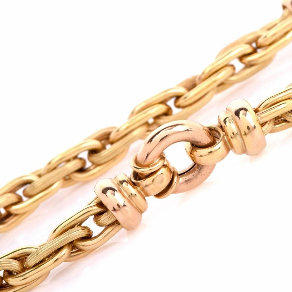 Fancy Italian Ovular Gold Link Choker Chain Necklace In Excellent Condition In Miami, FL