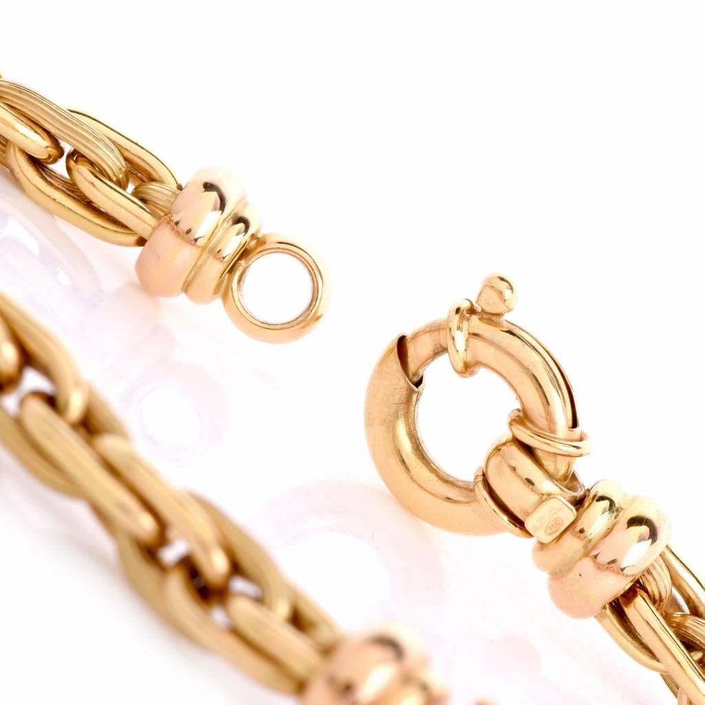 Fancy Italian Ovular Gold Link Choker Chain Necklace 1