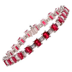 Fine Ruby Diamond Platinum Line Bracelet