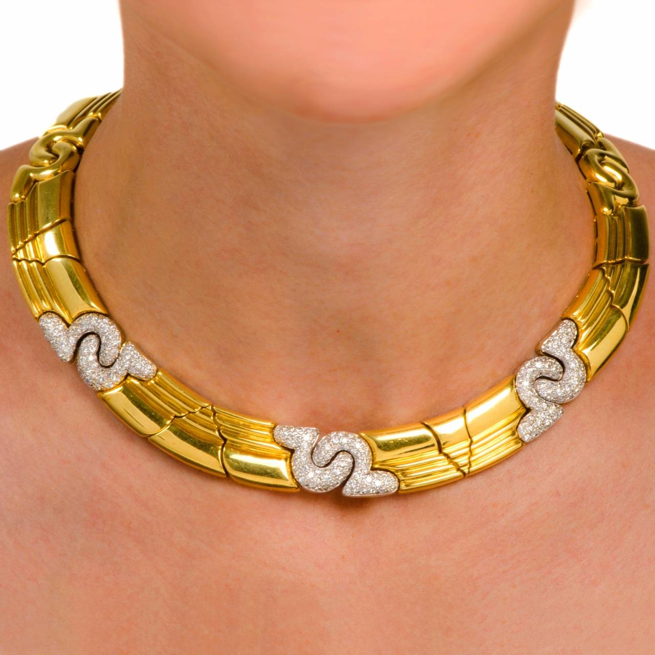 Women's 1980s Diamond Gold Necklace