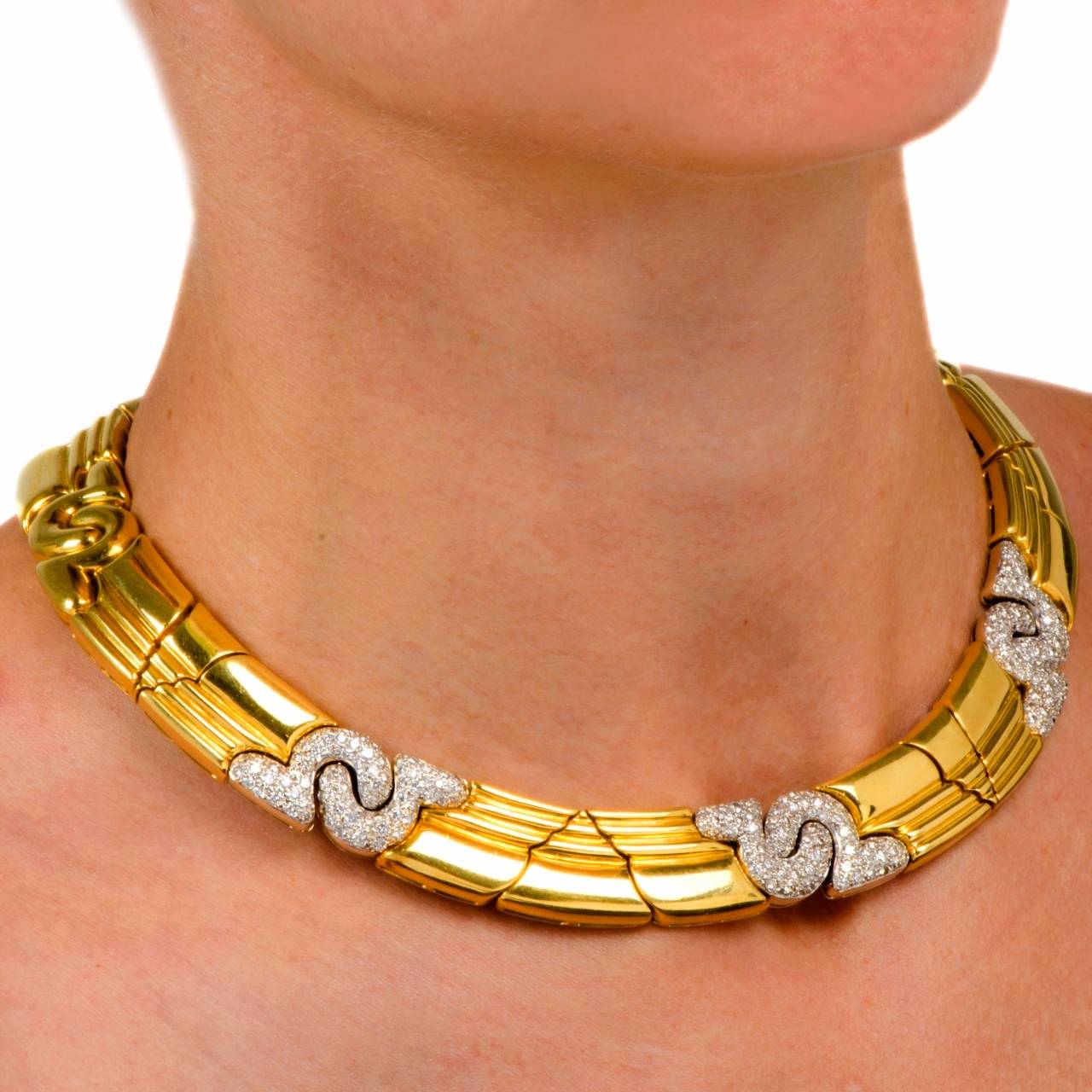 1980s Diamond Gold Necklace 3