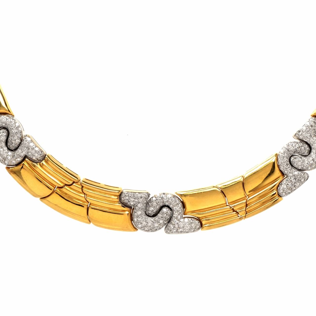Modern 1980s Diamond Gold Necklace