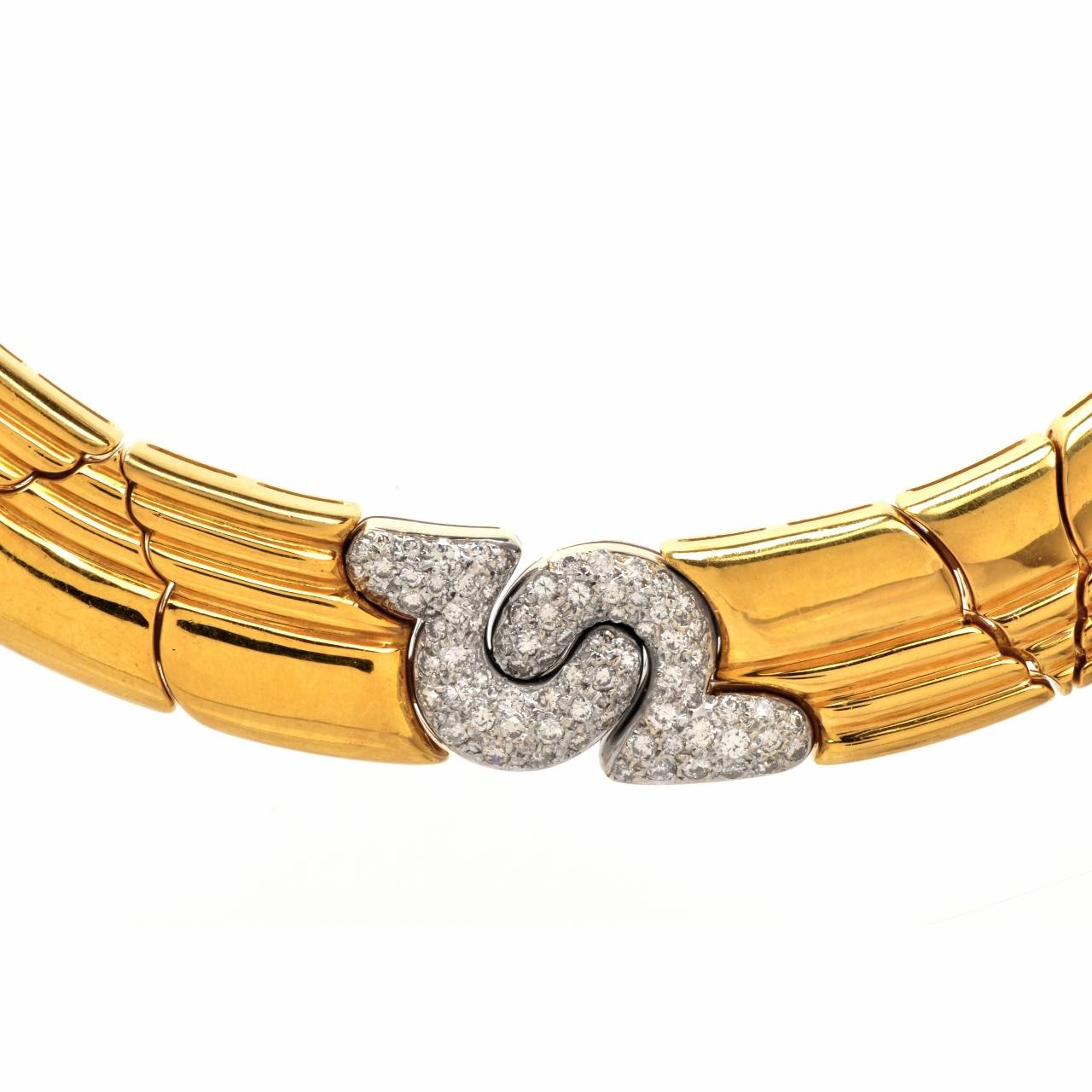 1980s Diamond Gold Necklace In Excellent Condition In Miami, FL