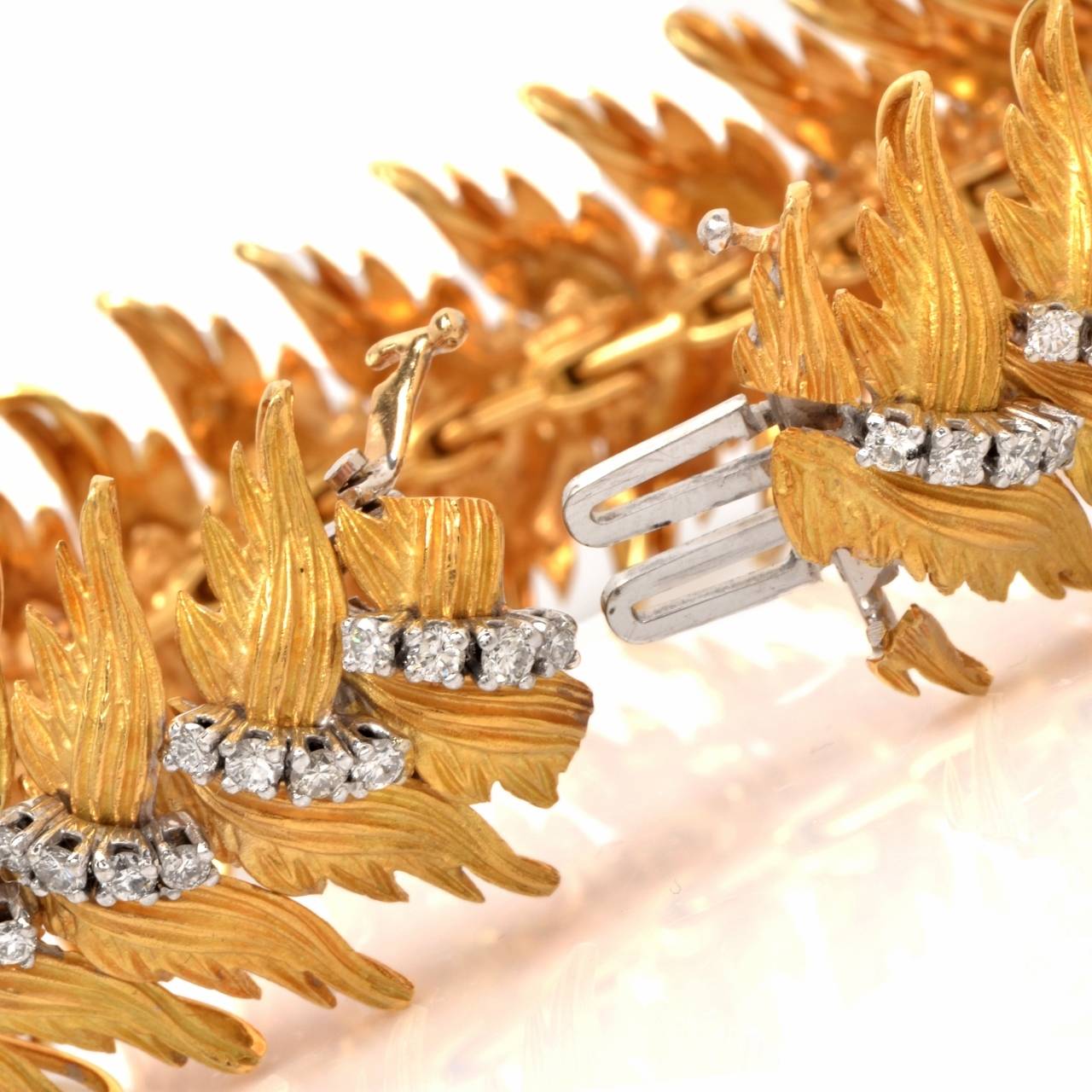 Women's Sparkling Diamond Textured Gold Wide Bracelet