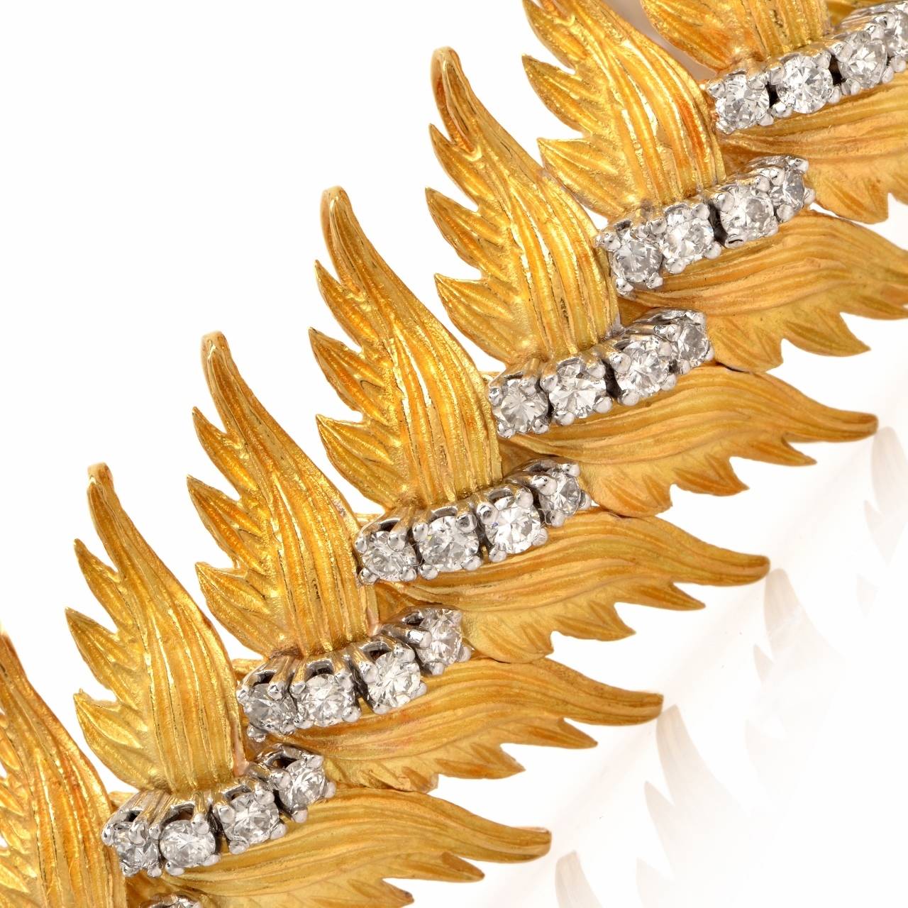 Sparkling Diamond Textured Gold Wide Bracelet 1