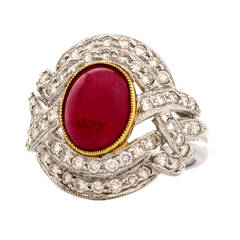 Ruby Diamond Gold Cocktail Ring