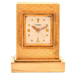 1954 Cartier Gold Eight Day Desk Clock 4