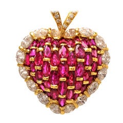 Ruby Diamond Gold Heart Pendant