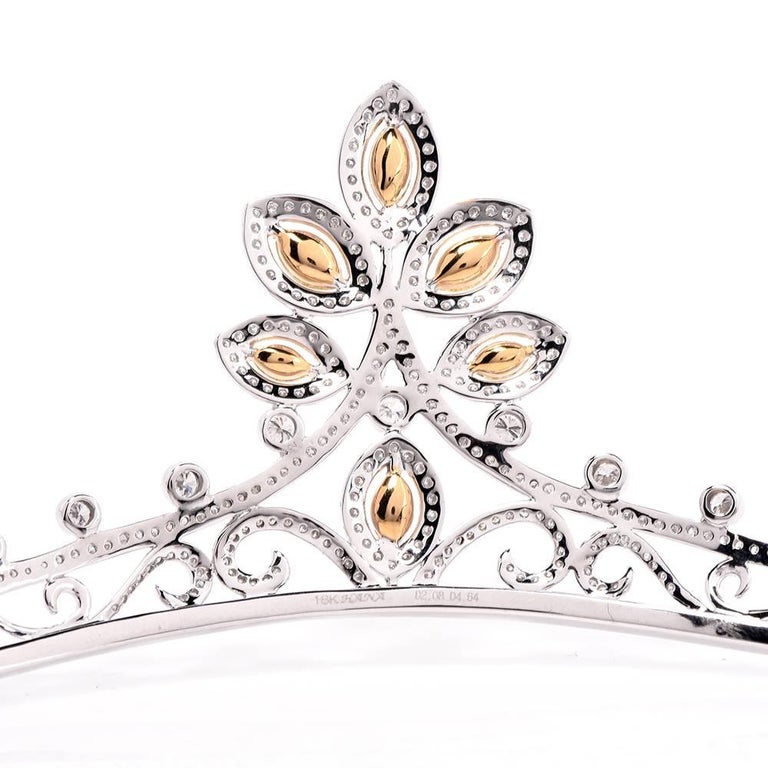 GIA Certified Natural Fancy Diamond Gold Tiara For Sale at 1stDibs