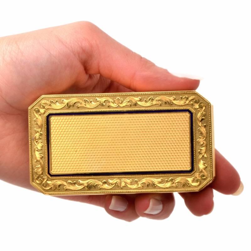 Women's or Men's Antique Blue Enamel Gold Box