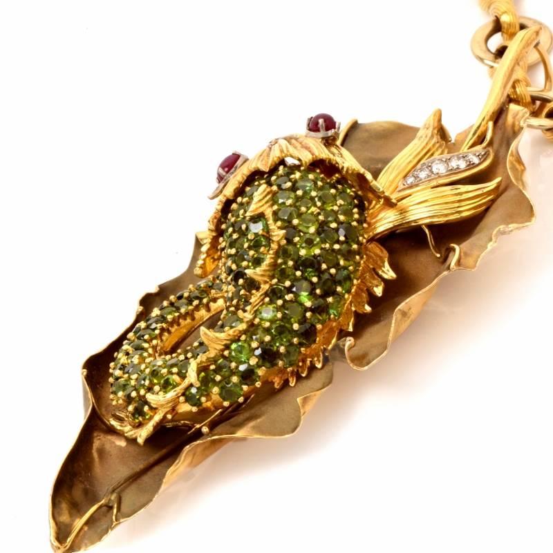 Women's Tourmaline Goldfish Diamond Pendant