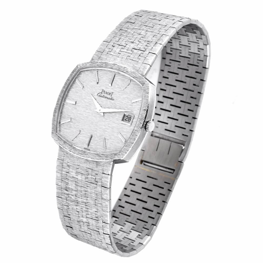 Women's or Men's Piaget White Gold Date Automatic Dress Wristwatch