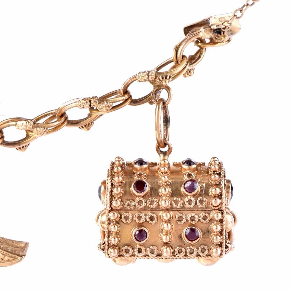 Women's 1960s Italian Gold Charm Bracelet