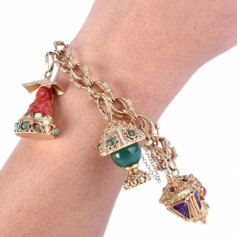 Aazon.co: Papasgix 23pcs Italian Char Bracelet Gold Silver Set With