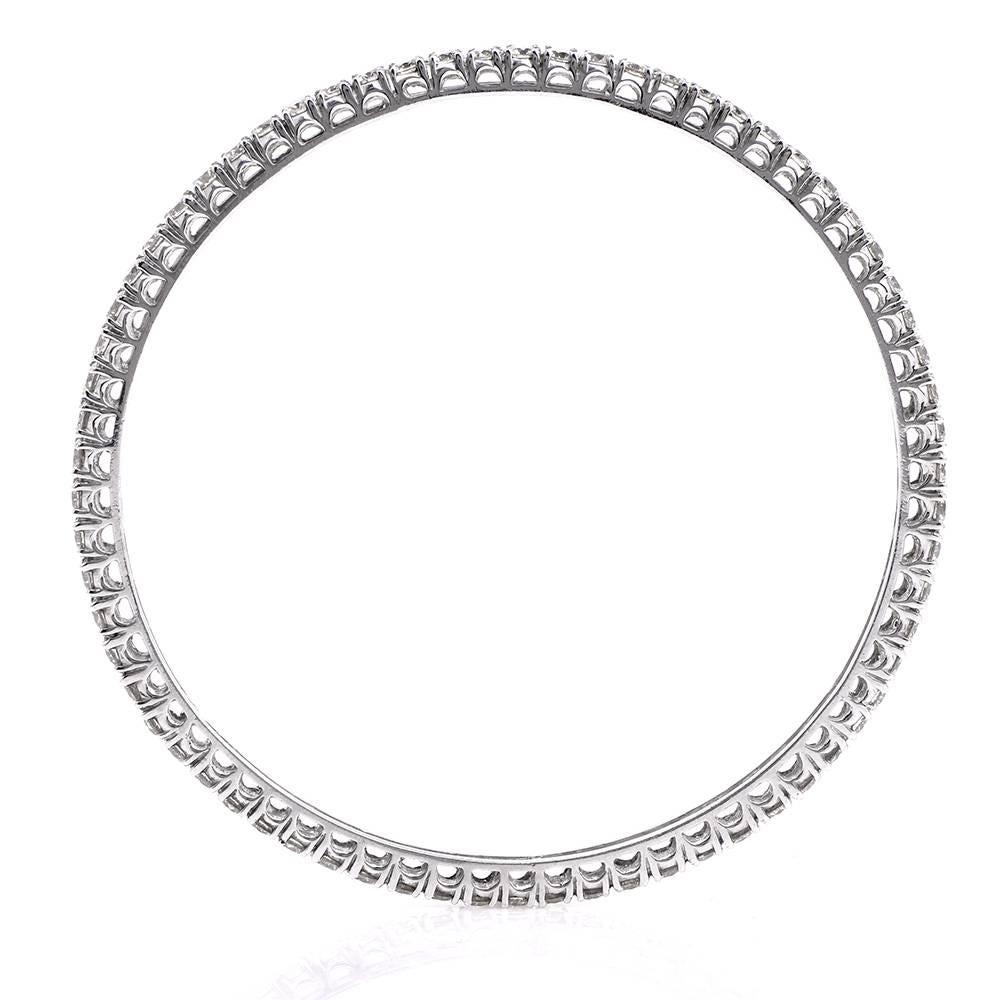 Women's Diamond White Gold Line Bangle Tennis Bracelet