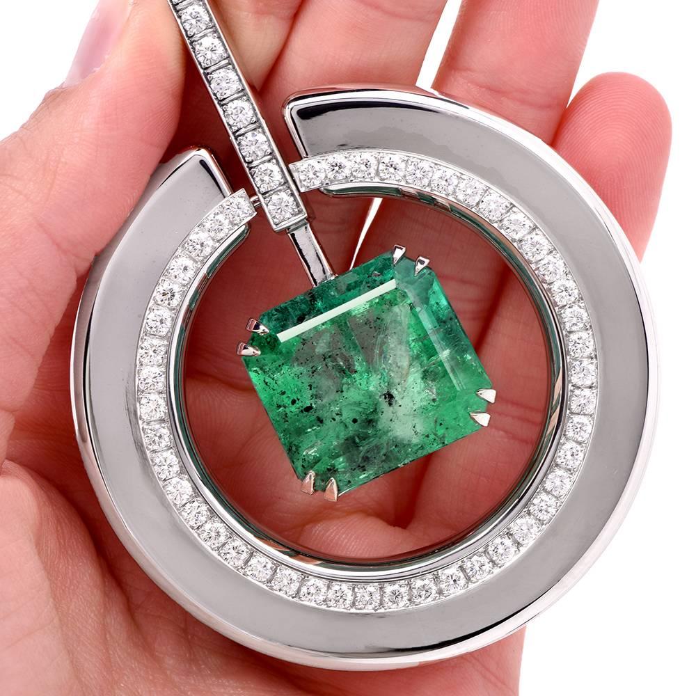 Impressive 1960s Egyptian Style Choker Diamond Emerald Necklace 2