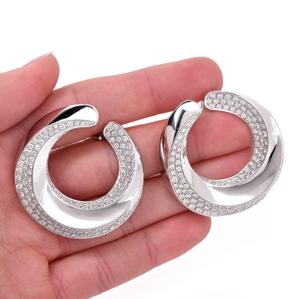 Chopard Large Hoop Diamond Earrings In Excellent Condition In Miami, FL