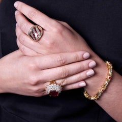 1960s Fine Ruby and Diamond 18 Karat Gold Cocktail Ring