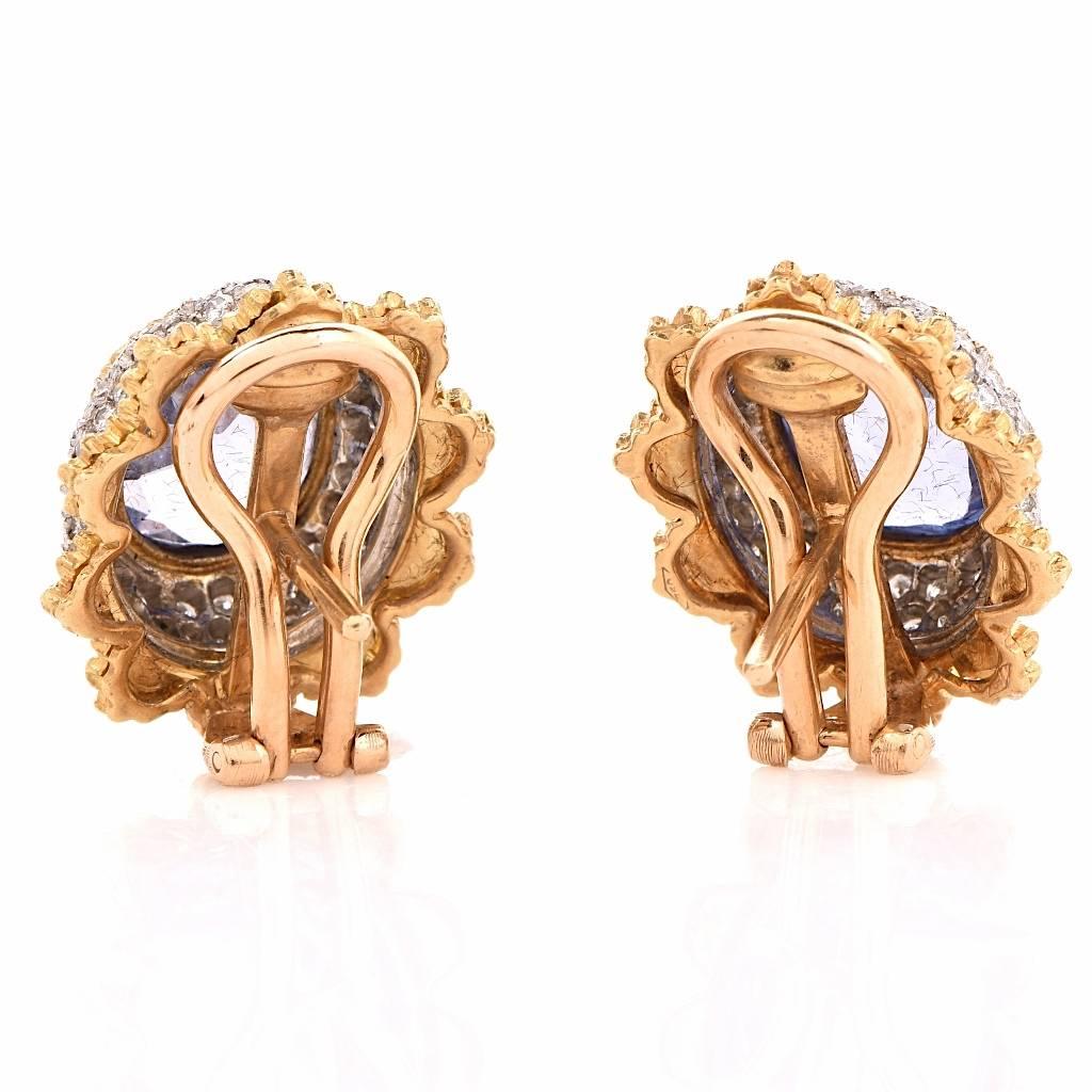 M. Buccellati Blue Sapphire Clip-Back Gold Earrings 2