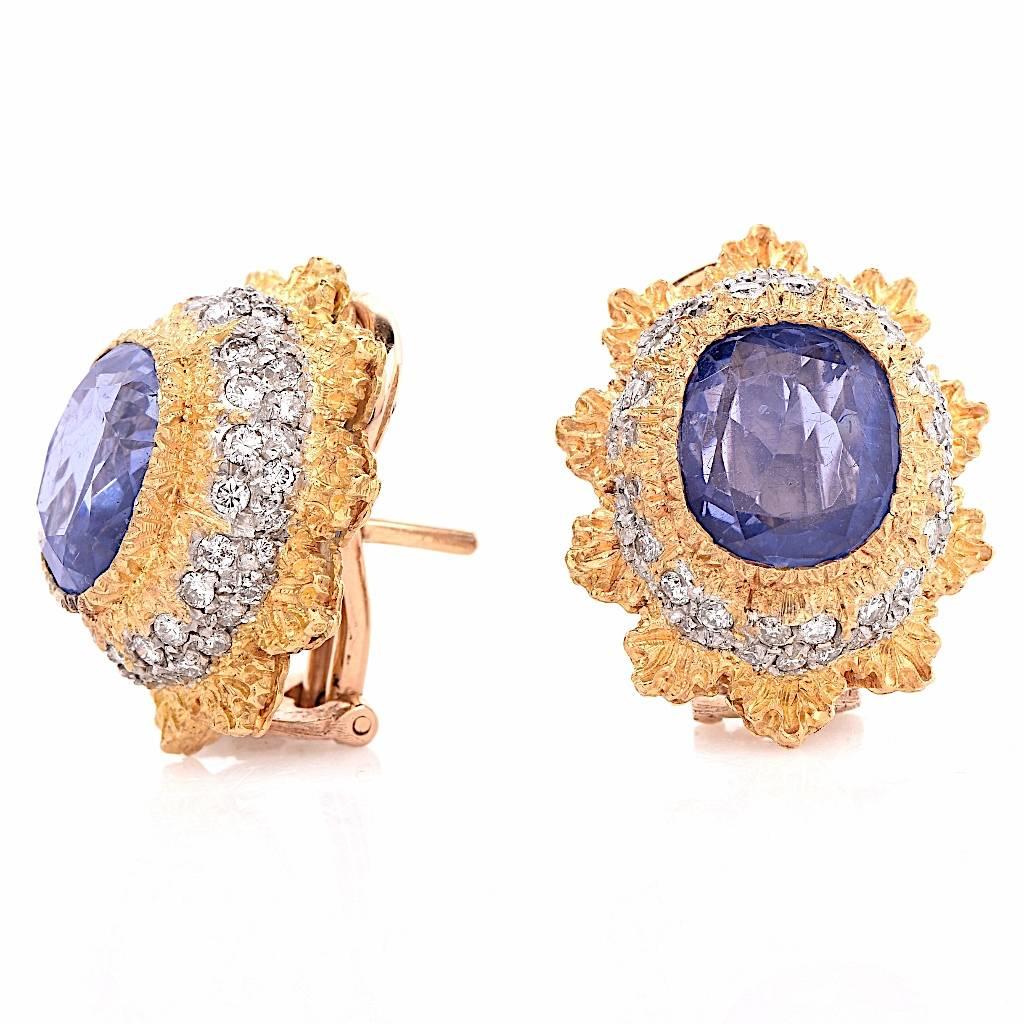 M. Buccellati Blue Sapphire Clip-Back Gold Earrings 1