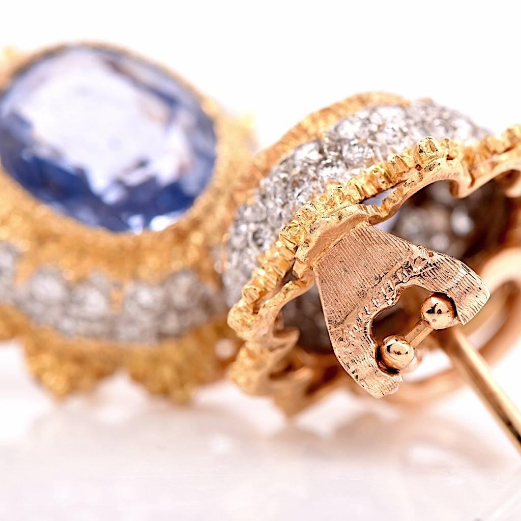 M. Buccellati Blue Sapphire Clip-Back Gold Earrings 3