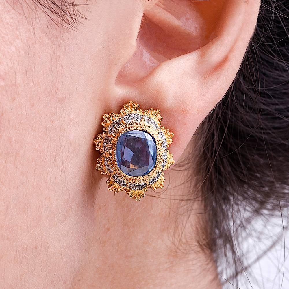 Women's M. Buccellati Blue Sapphire Clip-Back Gold Earrings