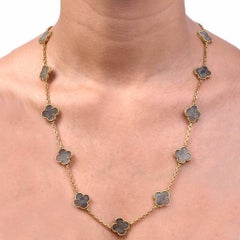 Vintage Van Cleef & Arpels Alhambra Clove Brown Stone Gold VCA Necklace