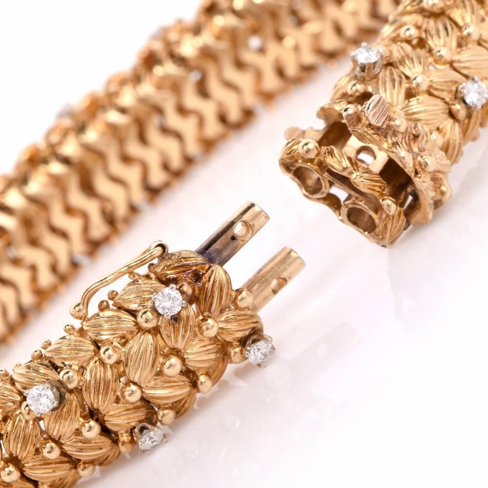 Women's 1960s Heavy Woven Gold Diamond Bracelet