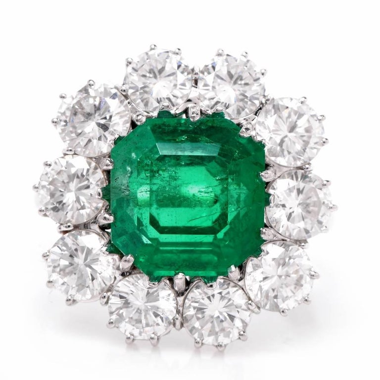 1960s Stunning Colombian Emerald Diamond Cocktail Ring at 1stDibs ...