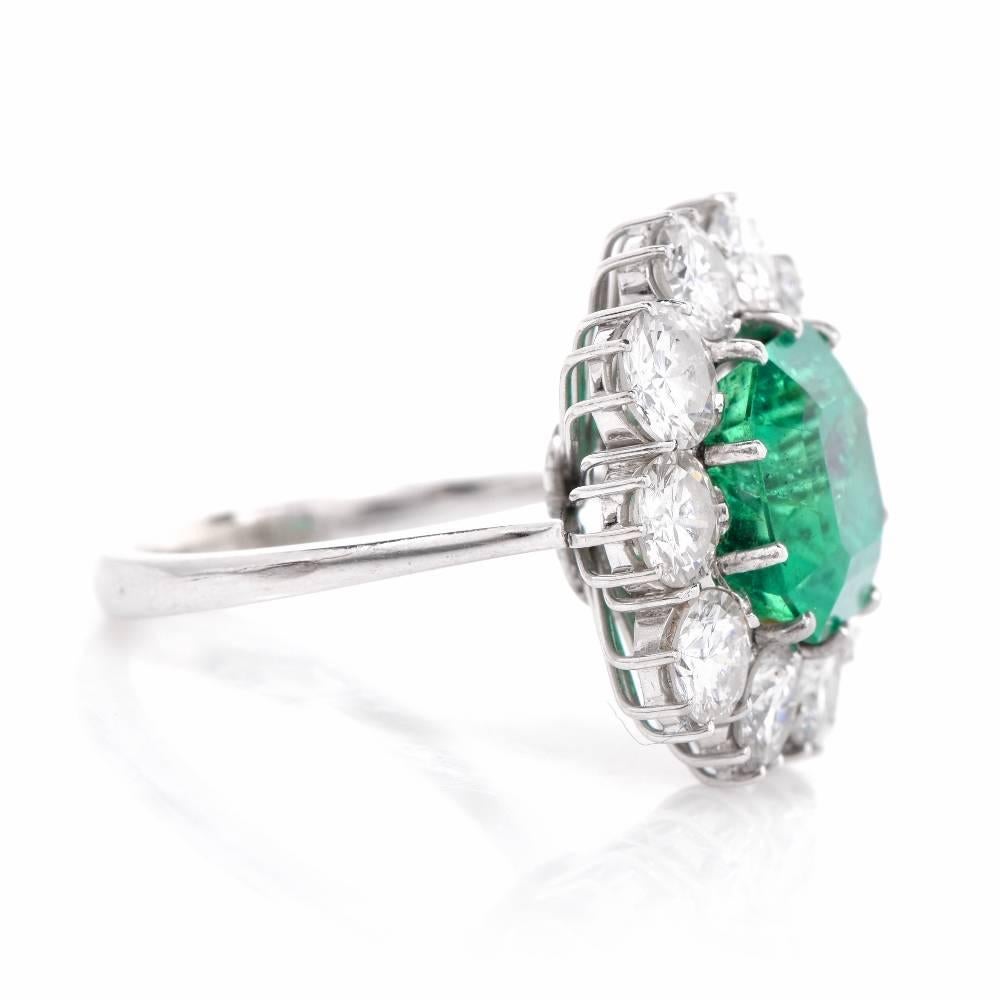 1960s Stunning Colombian Emerald Diamond Cocktail Ring 1