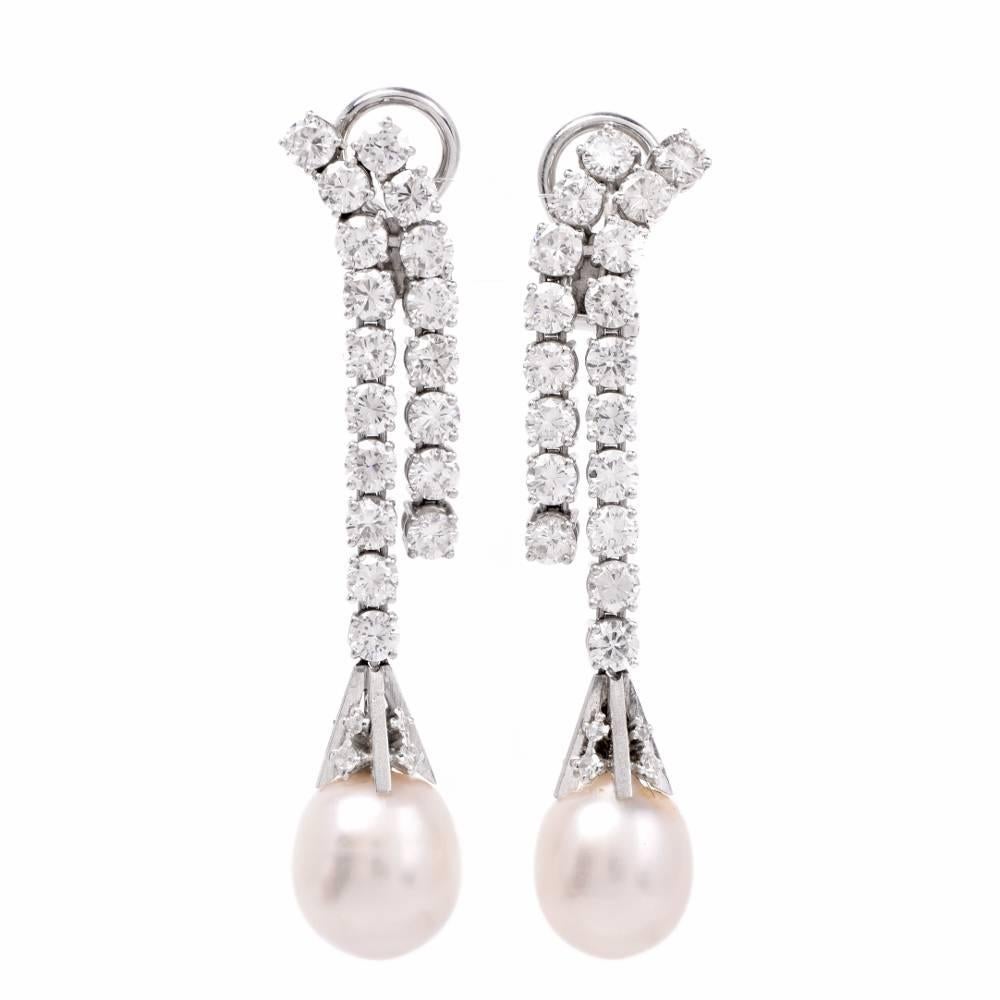 diamond and pearl earrings vintage