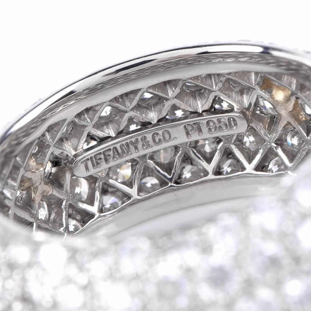 Tiffany & Co. Etoile Five-Row Pave Diamonds Eternity Ring in Platinum In Excellent Condition In Miami, FL