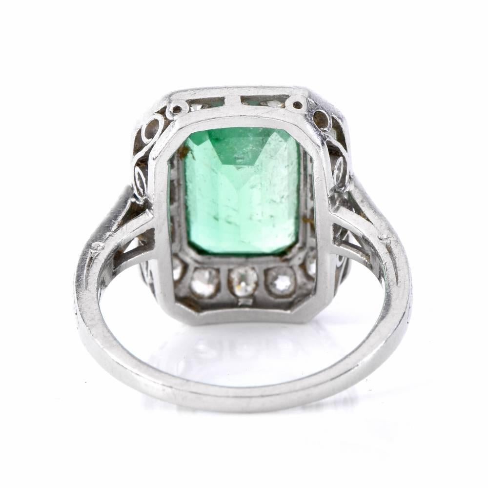 Art Deco Emerald Diamond Platinum Ring For Sale at 1stDibs | emerald ...