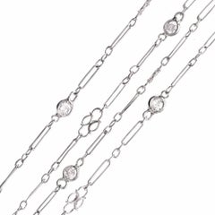 Long Diamond by The Yard Handmade Platinum Necklace