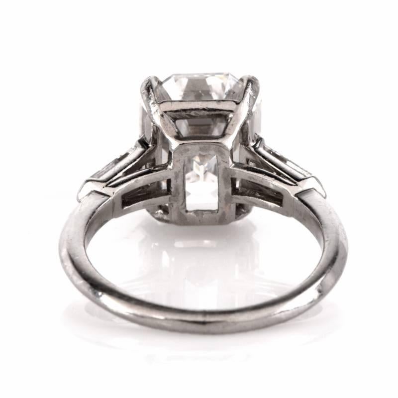 5.39 Asscher Cut 5.09 Carat GIA F-IF Diamond Platinum Engagement Ring In New Condition In Miami, FL